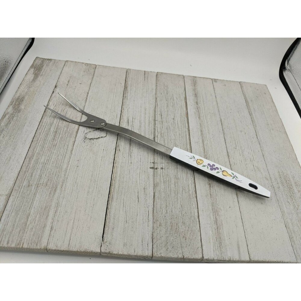 Veggies Handle #1 Stainless Steel Wide Meat Fork 12" USA Fruit Vintage